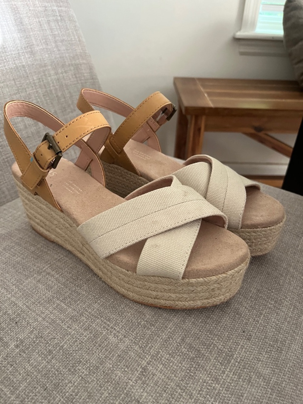 TOMS Willow Espadrille platform wedge sandal crisscross lightweight summer
